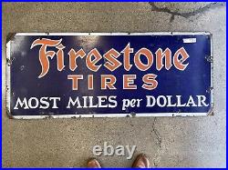 Original Vintage Firestone Tire Porcelain Sign
