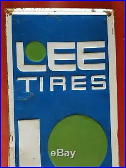 Original Vintage LEE Tires Metal Vertical Sign Gas Oil Goodyear Firestone