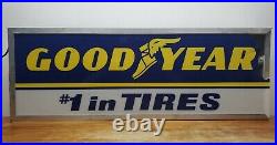 Original Vintage Lighted Double Sided Goodyear Tires Sign Parts