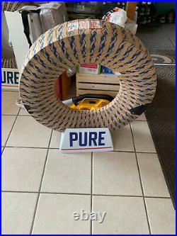 Original Vintage Pure Oil Company Tire And Stand Petroleum Sign Gas Station