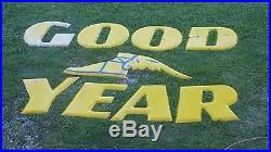 Original vintage porcelain Goodyear sign letters and winged foot logo