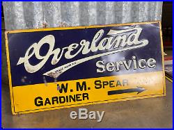 Overland Service Sign SST Tire Auto Gas Oil Metal VINTAGE