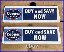 Pair Of Vintage COPPER Tires Buy & Save Advertising Display Rack Signs Gas & Oil