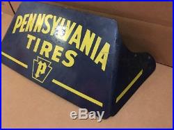 Pennsylvania Tire Stand Sign Vintage Metal Garage Shop Decor Gas Oil Man Cave