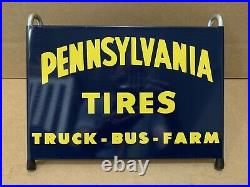 Pennsylvania Tire Stand Sign Vintage Truck Bus Farm Metal Garage Gas Oil Bar 2