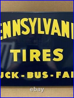 Pennsylvania Tire Stand Sign Vintage Truck Bus Farm Metal Garage Gas Oil Bar 2