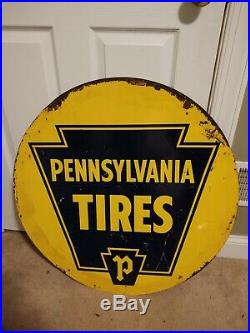 Pennsylvania Tires Vintage Double Sided Metal Sign. 30