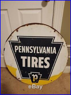 Pennsylvania Tires Vintage Double Sided Metal Sign. 30
