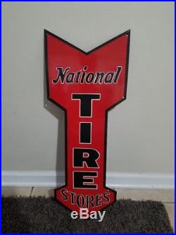 Porcelain Sign National Tire Stores Arrow 30 Enamel Vintage Style Red Black