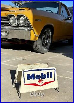 RARE 1950s VINTAGE MOBIL GAS PEGASUS TIRE RACK SIGN