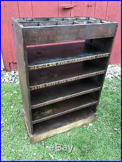 RARE Antique Vtg Dreadnaught Tire Chains Store Display Rack Metal Cabinet Sign