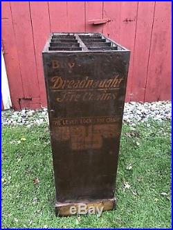 RARE Antique Vtg Dreadnaught Tire Chains Store Display Rack Metal Cabinet Sign