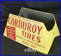 RARE Corduroy Tire display stand metal advertising sign vintage gas oil station