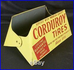RARE Corduroy Tire display stand metal advertising sign vintage gas oil station