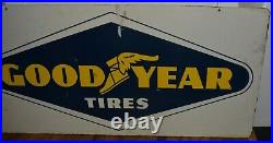 RARE VINTAGE 2-SIDED GOODYEAR TIRES Gas Station OIL GOOD YEAR Advertising SIGN