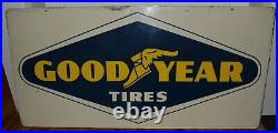 RARE VINTAGE 2-SIDED GOODYEAR TIRES Gas Station OIL GOOD YEAR Advertising SIGN