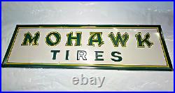 RARE VINTAGE Mohawk Tires Embossed Self Framed Tin Sign 60 x 18 NICE