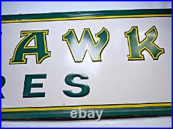 RARE VINTAGE Mohawk Tires Embossed Self Framed Tin Sign 60 x 18 NICE