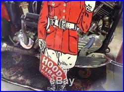 RARE VINTAGE PORCELAIN METAL DIE CUT HOOD TIRES SIGN Harley Ford Chevy Mopar