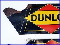 RARE Vintage 1930s DUNLOP TIRE SIGNS Service Station STORE DISPLAY Advertising