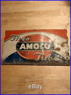 RARE Vintage 1940's Amoco Tires Tubes Tire Rack Gas Oil Metal Sign