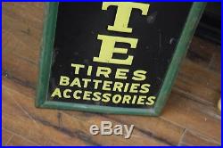RARE Vintage 1940s Gillette Tire Embossed Metal Advertising Sign ORIGINAL Nice