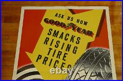 RARE Vintage 1950s Goodyear Tires R-1 Large Paper Advertising Poster Sign 42