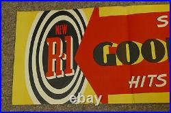 RARE Vintage 1950s Goodyear Tires R-1 Large Paper Advertising Poster Sign 60