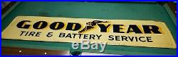 RARE Vintage 1953 Goodyear Tires & Battery Gas Station Embossed Metal Sign 72