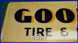 RARE Vintage 1953 Goodyear Tires & Battery Gas Station Embossed Metal Sign 72