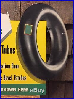 RARE Vintage 40's INLAND Green Top Tire Tube Patch Repair Kit Advertising Sign