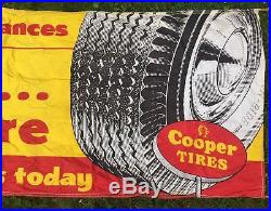 RARE Vintage Change To COOPER Tubeless Tires Gas Station Dealer Banner Sign