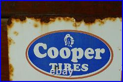 RARE Vintage Cooper Tires Double Sided Metal Sign American Flag Reliable Radials