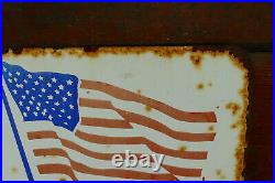 RARE Vintage Cooper Tires Double Sided Metal Sign American Flag Reliable Radials