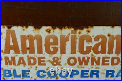 RARE Vintage Cooper Tires Double Sided Metal Sign American Flag Reliable Radials