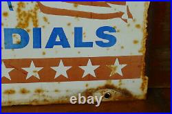 RARE Vintage Cooper Tires Double Sided Metal Sign American Flag Reliable Radials