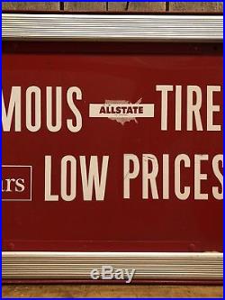 RARE Vintage Famous ALLSTATE Tires SEARS Low Prices 2 Sided Gas Oil Dealer Sign