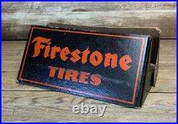 RARE Vintage Firestone TIRES Cardboard DS Tire Stand Display Sign Gas & Oil