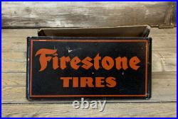 RARE Vintage Firestone TIRES Cardboard DS Tire Stand Display Sign Gas & Oil