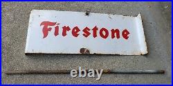 RARE Vintage Firestone Tires Spinner Advertising Sign Oil Gas Pump Topper 2 Side