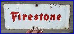 RARE Vintage Firestone Tires Spinner Advertising Sign Oil Gas Pump Topper 2 Side