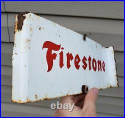 RARE Vintage Firestone Tires Spinner Advertising Sign Oil Gas Pump Topper 2 Side