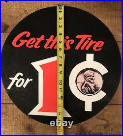 RARE Vintage Get This Tire For 1c MOHAWK Tire Rack Sign Cover Lincoln Penny