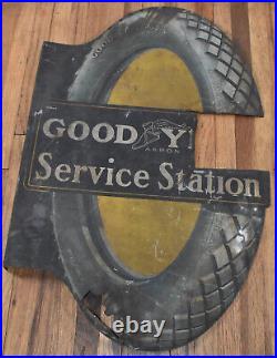 RARE Vintage Goodyear Service Station Tire Advertising FLANGE SIGN VERY EARLY