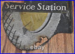 RARE Vintage Goodyear Service Station Tire Advertising FLANGE SIGN VERY EARLY