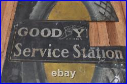 RARE Vintage Goodyear Service Station Tire Advertising FLANGE SIGN VERY EARLY