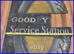 RARE Vintage Goodyear Service Station Tire Advertising FLANGE SIGN VERY EARLY