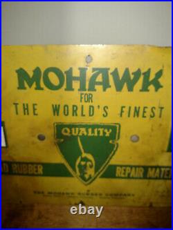 RARE Vintage MOHAWK TIRES Metal Advertising RECAPPING MOLD TIME SIGNS