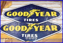 RARE Vintage NOS Goodyear Tires GAS SERVICE STATION Window Valence SIGN SET