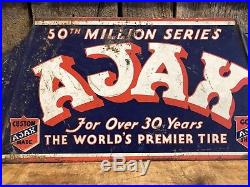 RARE Vintage Original AJAX Tires Advertising Tire Stand Gas Station Sign